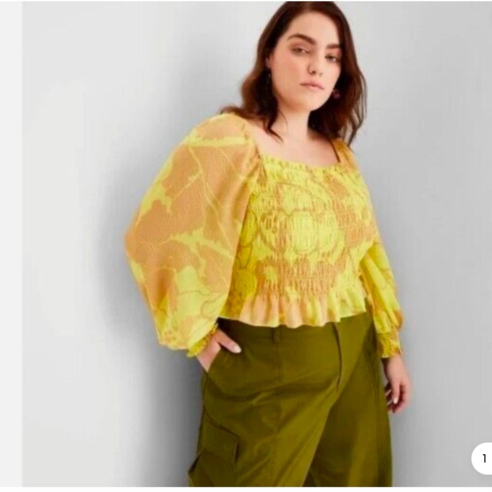 Future collective floral print  cropped blouse size L